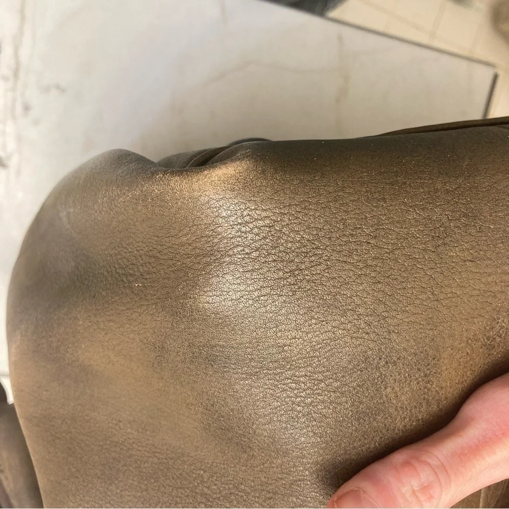 LL bean vintage brown leather weathered duffle bag